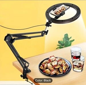 Foldable Desktop Live Streaming Stand With 10-inch Cantilever Fill Light For Mob